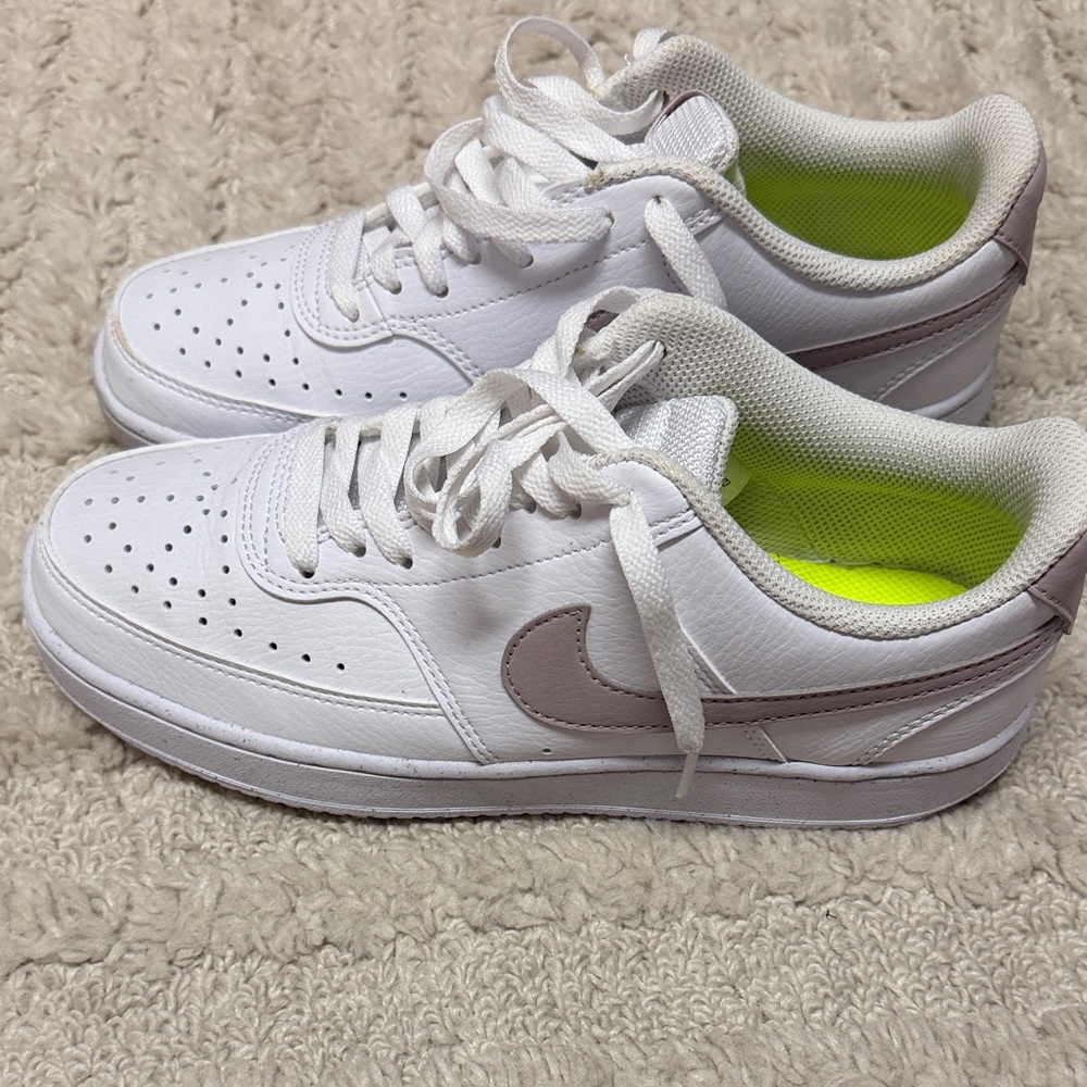Nike White and Light Pinkish purple swoosh Women's Shoes